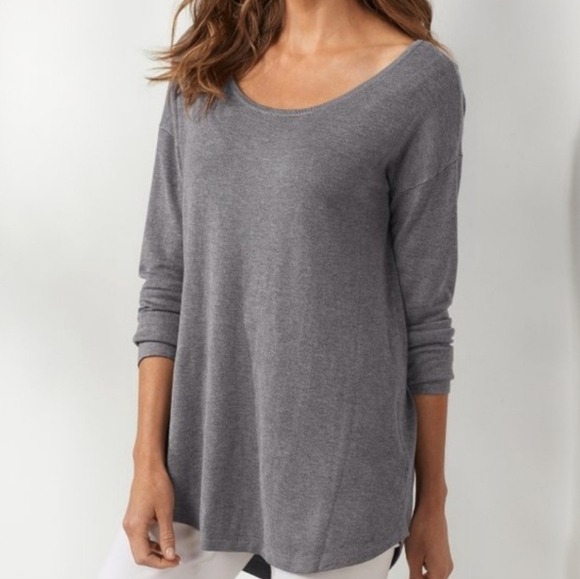 Soft Surroundings Gray Sweater With Gold Zipper Detail In Back. Size L - Picture 1 of 6